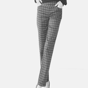Plaid Pull On Pants Elastic Waist Straight Leg Dress Slacks Croft & Barrow 10